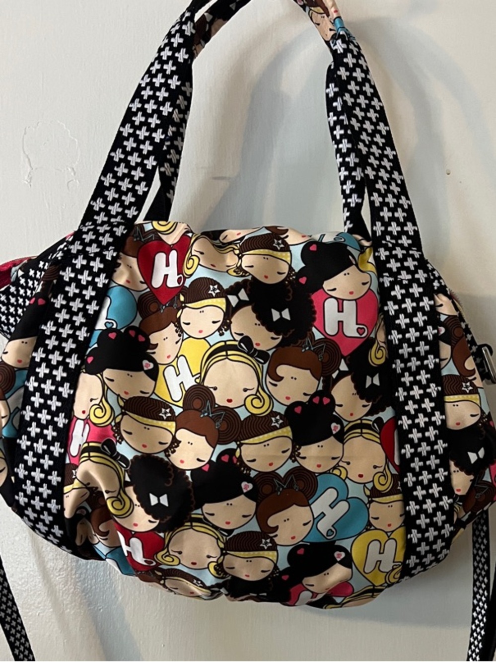 Harajuku Lovers Black Multi-Color Character Print Crossbody Bag